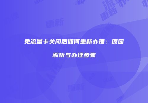 免流量卡关闭后如何重新办理：原因解析与办理步骤