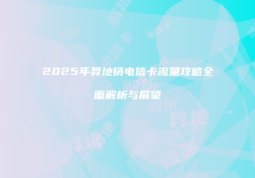 2025年异地销电信卡流量攻略全面解析与展望