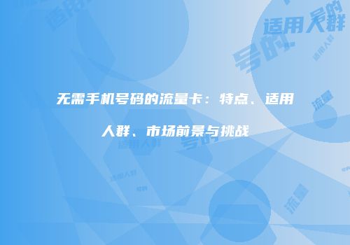 无需手机号码的流量卡：特点、适用人群、市场前景与挑战