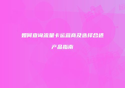 如何查询流量卡运营商及选择合适产品指南