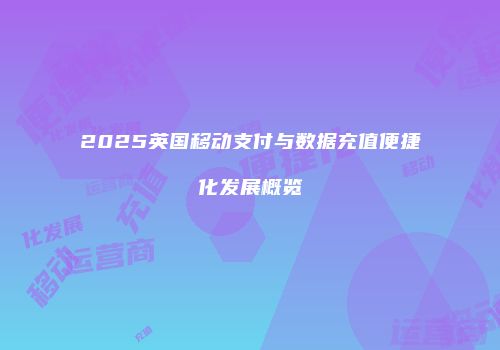 2025英国移动支付与数据充值便捷化发展概览