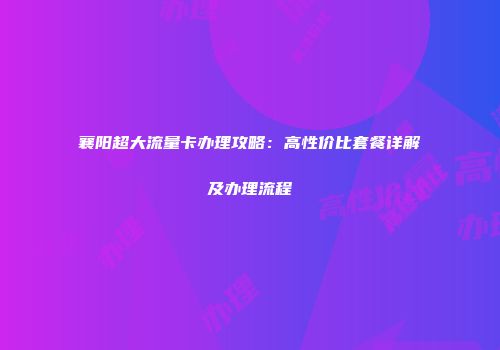 襄阳超大流量卡办理攻略：高性价比套餐详解及办理流程