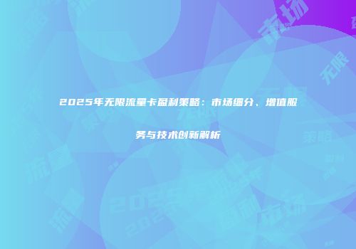 2025年无限流量卡盈利策略：市场细分、增值服务与技术创新解析