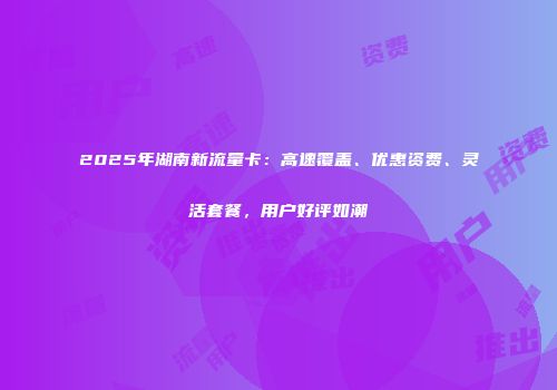 2025年湖南新流量卡：高速覆盖、优惠资费、灵活套餐，用户好评如潮