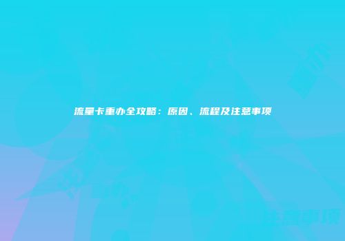 流量卡重办全攻略：原因、流程及注意事项