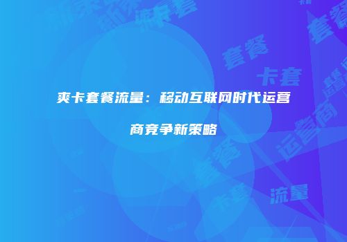 爽卡套餐流量：移动互联网时代运营商竞争新策略