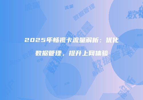 2025年畅视卡流量解析：优化数据管理，提升上网体验