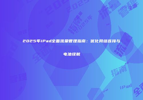2025年iPad全面流量管理指南：优化网络连接与电池续航