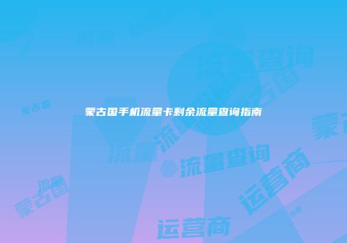 蒙古国手机流量卡剩余流量查询指南