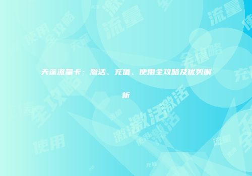 天蓬流量卡：激活、充值、使用全攻略及优势解析