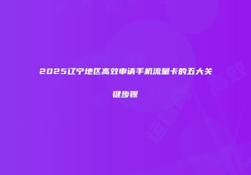 2025辽宁地区高效申请手机流量卡的五大关键步骤