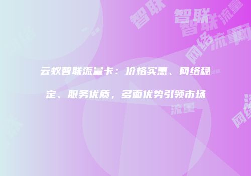 云蚁智联流量卡：价格实惠、网络稳定、服务优质，多面优势引领市场