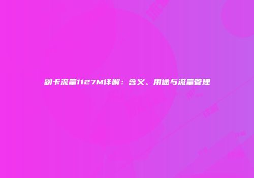 副卡流量1127M详解：含义、用途与流量管理