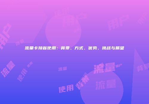 流量卡接省使用：背景、方式、优势、挑战与展望