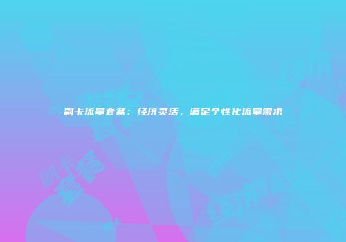 副卡流量套餐：经济灵活，满足个性化流量需求