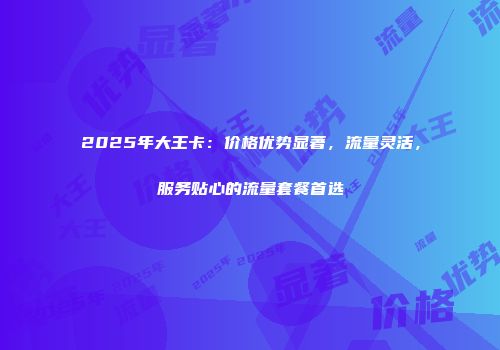 2025年大王卡：价格优势显著，流量灵活，服务贴心的流量套餐首选