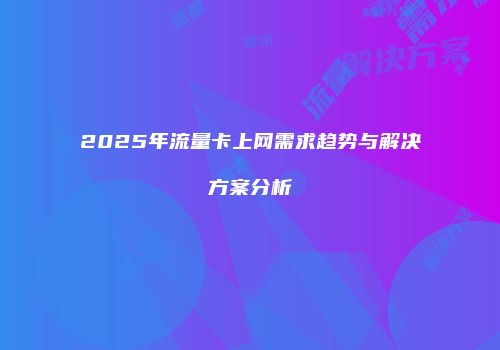 2025年流量卡上网需求趋势与解决方案分析
