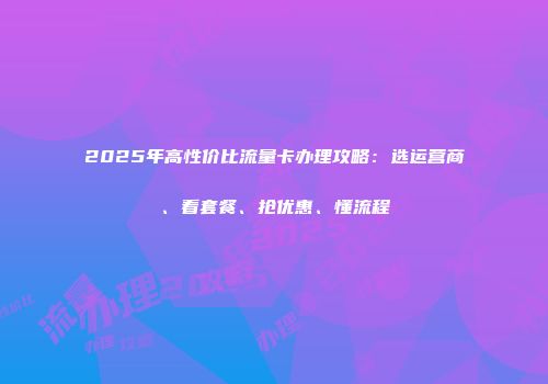 2025年高性价比流量卡办理攻略：选运营商、看套餐、抢优惠、懂流程