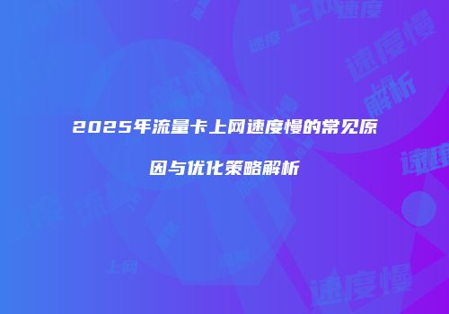 2025年流量卡上网速度慢的常见原因与优化策略解析