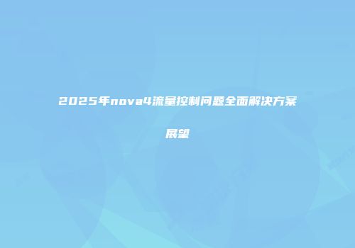 2025年nova4流量控制问题全面解决方案展望