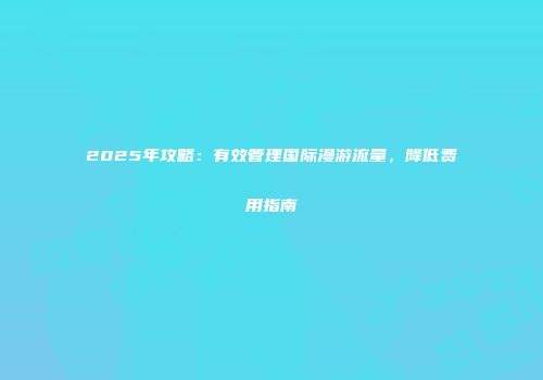 2025年攻略：有效管理国际漫游流量，降低费用指南