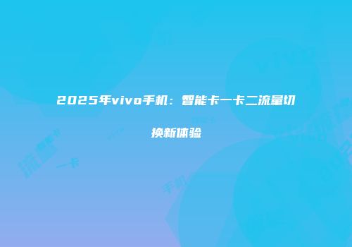 2025年vivo手机：智能卡一卡二流量切换新体验