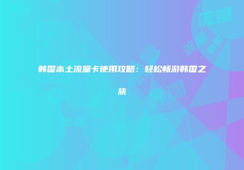 韩国本土流量卡使用攻略：轻松畅游韩国之旅