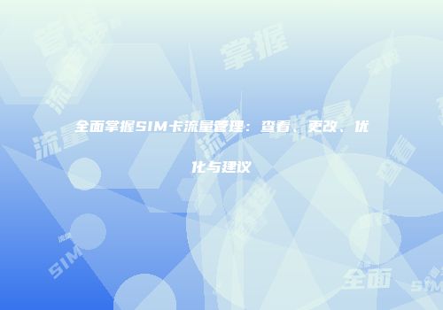 全面掌握SIM卡流量管理：查看、更改、优化与建议