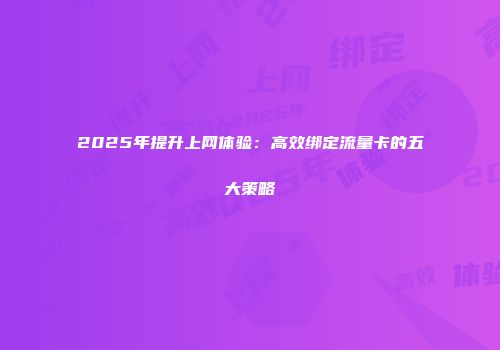 2025年提升上网体验：高效绑定流量卡的五大策略