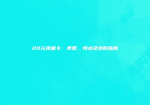 20元流量卡：类型、特点及选购指南