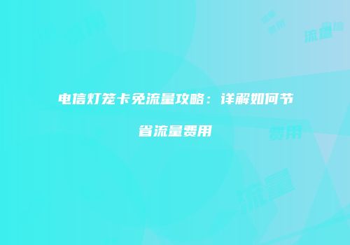 电信灯笼卡免流量攻略：详解如何节省流量费用