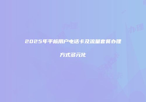 2025年平板用户电话卡及流量套餐办理方式多元化