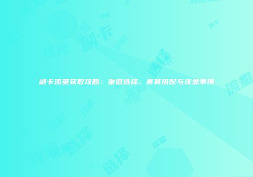 副卡流量获取攻略：渠道选择、套餐搭配与注意事项