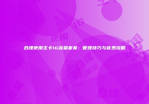 合理使用王卡1G流量套餐：管理技巧与优惠攻略