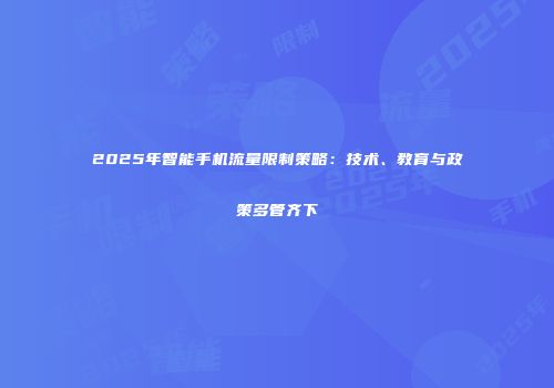 2025年智能手机流量限制策略：技术、教育与政策多管齐下