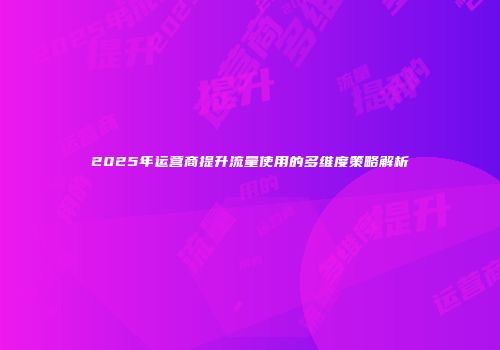 2025年运营商提升流量使用的多维度策略解析