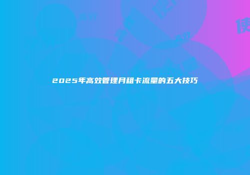 2025年高效管理月租卡流量的五大技巧