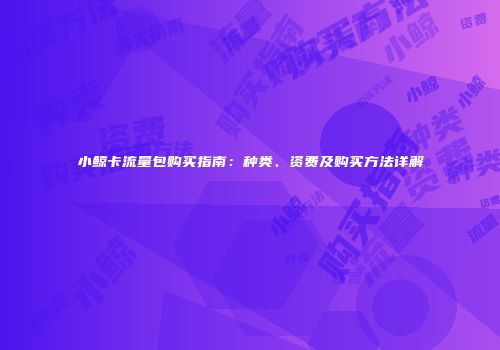 小鲸卡流量包购买指南：种类、资费及购买方法详解