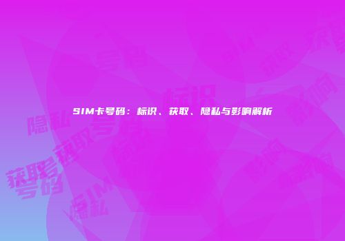 SIM卡号码：标识、获取、隐私与影响解析