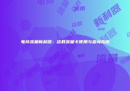 电商流量新利器：店群流量卡使用与查询指南