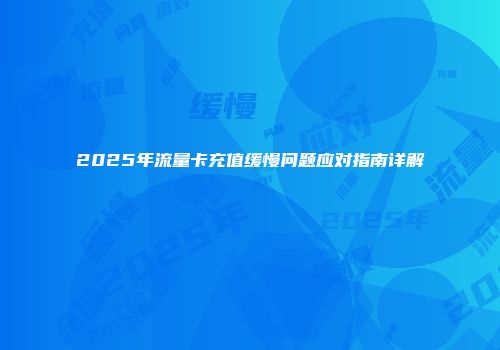 2025年流量卡充值缓慢问题应对指南详解