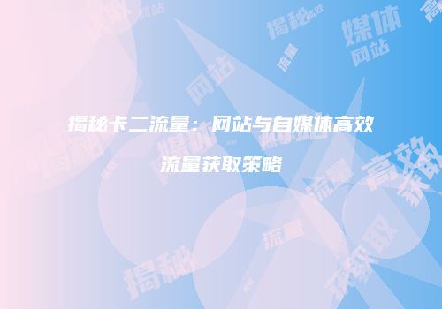 揭秘卡二流量：网站与自媒体高效流量获取策略