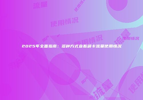 2025年全面指南：多种方式查看副卡流量使用情况