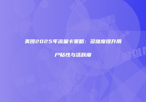 美团2025年流量卡策略：多维度提升用户粘性与活跃度