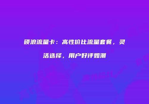 硕浪流量卡：高性价比流量套餐，灵活选择，用户好评如潮