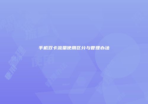手机双卡流量使用区分与管理办法