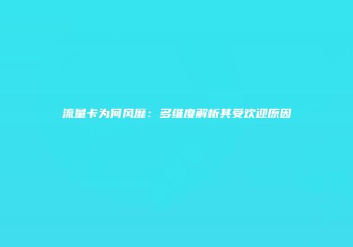 流量卡为何风靡：多维度解析其受欢迎原因