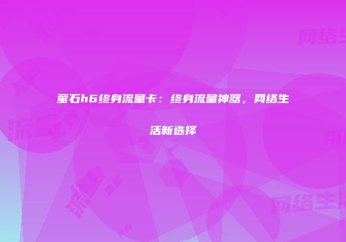 萤石h6终身流量卡：终身流量神器，网络生活新选择