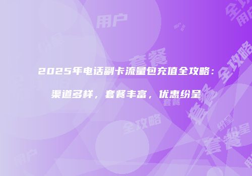 2025年电话副卡流量包充值全攻略：渠道多样，套餐丰富，优惠纷呈