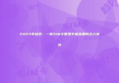 2025年趋势：一张SIM卡管理手机流量的五大优势